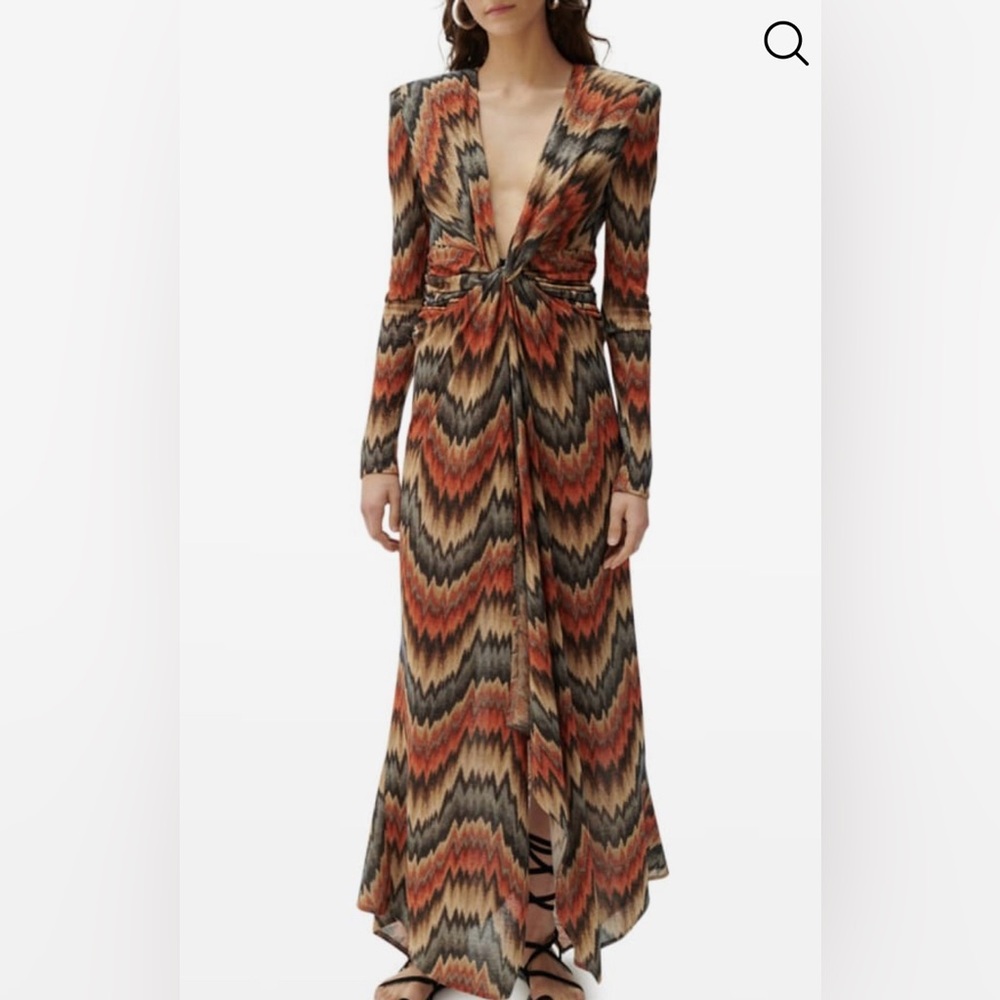 Ronny Kobo Stormy Chevron Gathered Maxi Dress